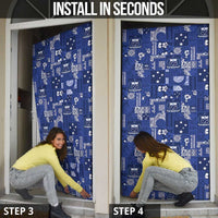 Blue Samoa Manuia Le Kerisimasi Door Cover Pacific Patchwork Xmas Vibes - Polynesian Pride