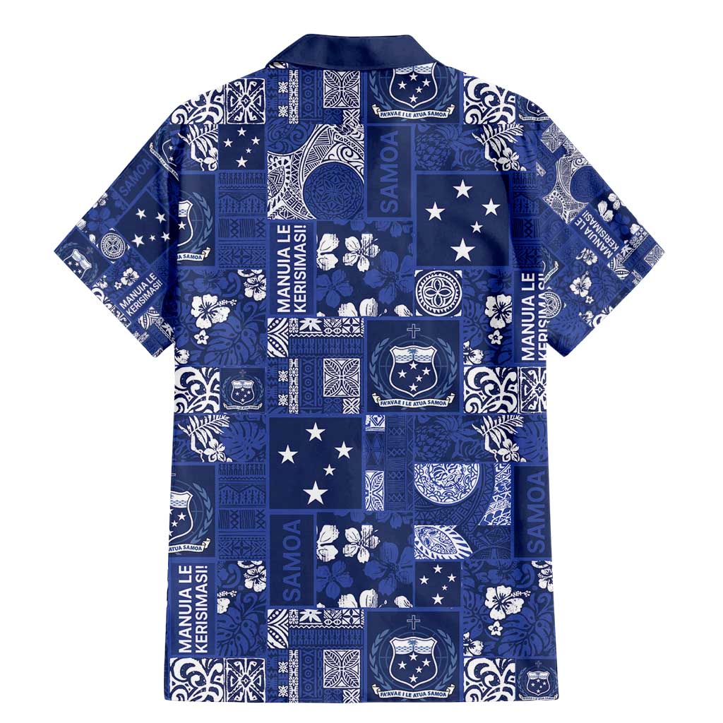 Blue Samoa Manuia Le Kerisimasi Family Matching Mermaid Dress and Hawaiian Shirt Pacific Patchwork Xmas Vibes - Polynesian Pride