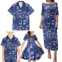 Blue Samoa Manuia Le Kerisimasi Family Matching Puletasi and Hawaiian Shirt Pacific Patchwork Xmas Vibes - Polynesian Pride