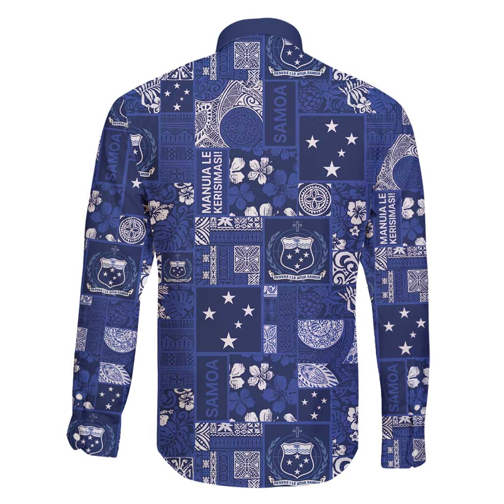 Blue Samoa Manuia Le Kerisimasi Family Matching Puletasi and Hawaiian Shirt Pacific Patchwork Xmas Vibes - Polynesian Pride