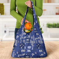 Blue Samoa Manuia Le Kerisimasi Grocery Bag Pacific Patchwork Xmas Vibes - Polynesian Pride