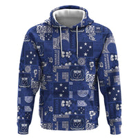 Blue Samoa Manuia Le Kerisimasi Hoodie Pacific Patchwork Xmas Vibes - Polynesian Pride