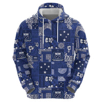 Blue Samoa Manuia Le Kerisimasi Hoodie Pacific Patchwork Xmas Vibes - Polynesian Pride