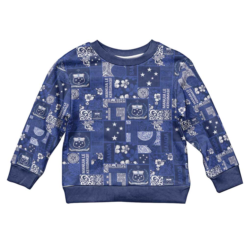 Blue Samoa Manuia Le Kerisimasi Kid Ugly Christmas Sweater Pacific Patchwork Xmas Vibes - Polynesian Pride
