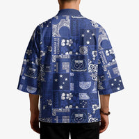 Blue Samoa Manuia Le Kerisimasi Kimono Pacific Patchwork Xmas Vibes - Polynesian Pride