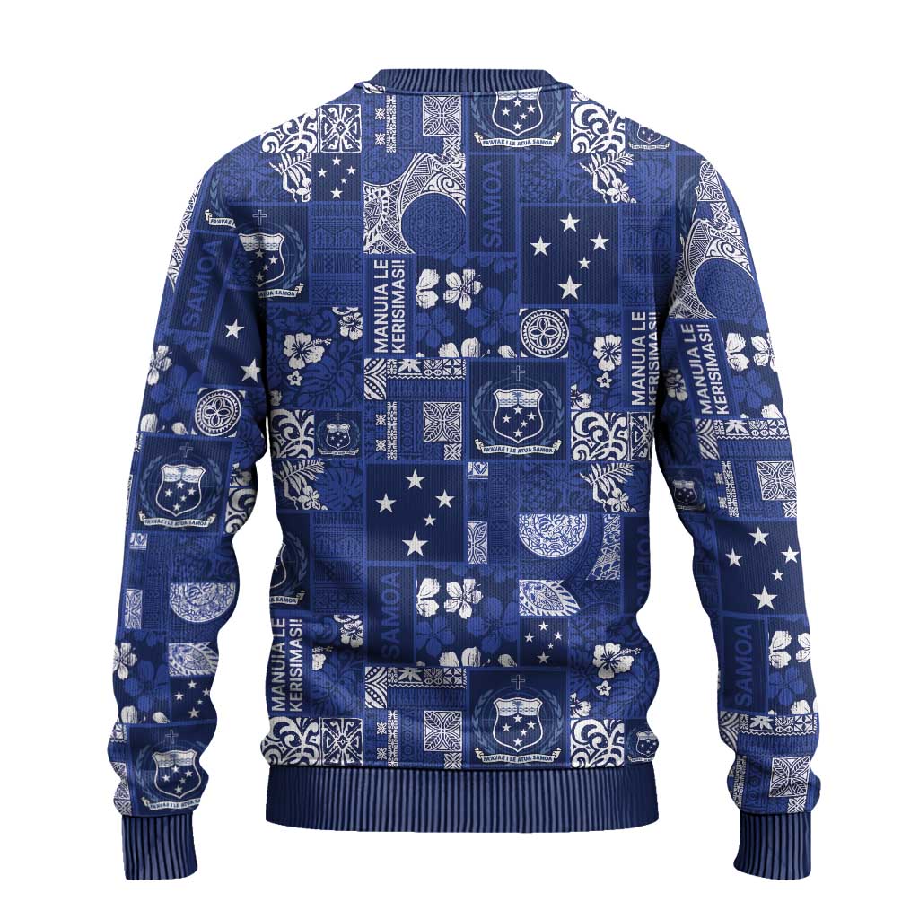 Blue Samoa Manuia Le Kerisimasi Ugly Christmas Sweater Pacific Patchwork Xmas Vibes - Polynesian Pride