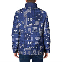 Blue Samoa Manuia Le Kerisimasi Padded Jacket Pacific Patchwork Xmas Vibes - Polynesian Pride