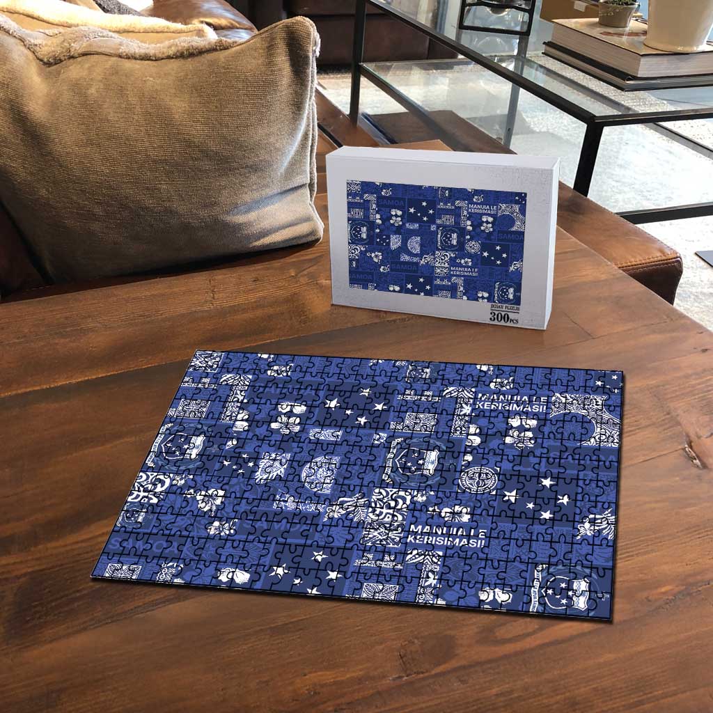 Blue Samoa Manuia Le Kerisimasi Puzzle Pacific Patchwork Xmas Vibes - Polynesian Pride