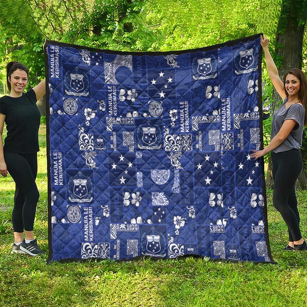 Blue Samoa Manuia Le Kerisimasi Quilt Pacific Patchwork Xmas Vibes - Polynesian Pride