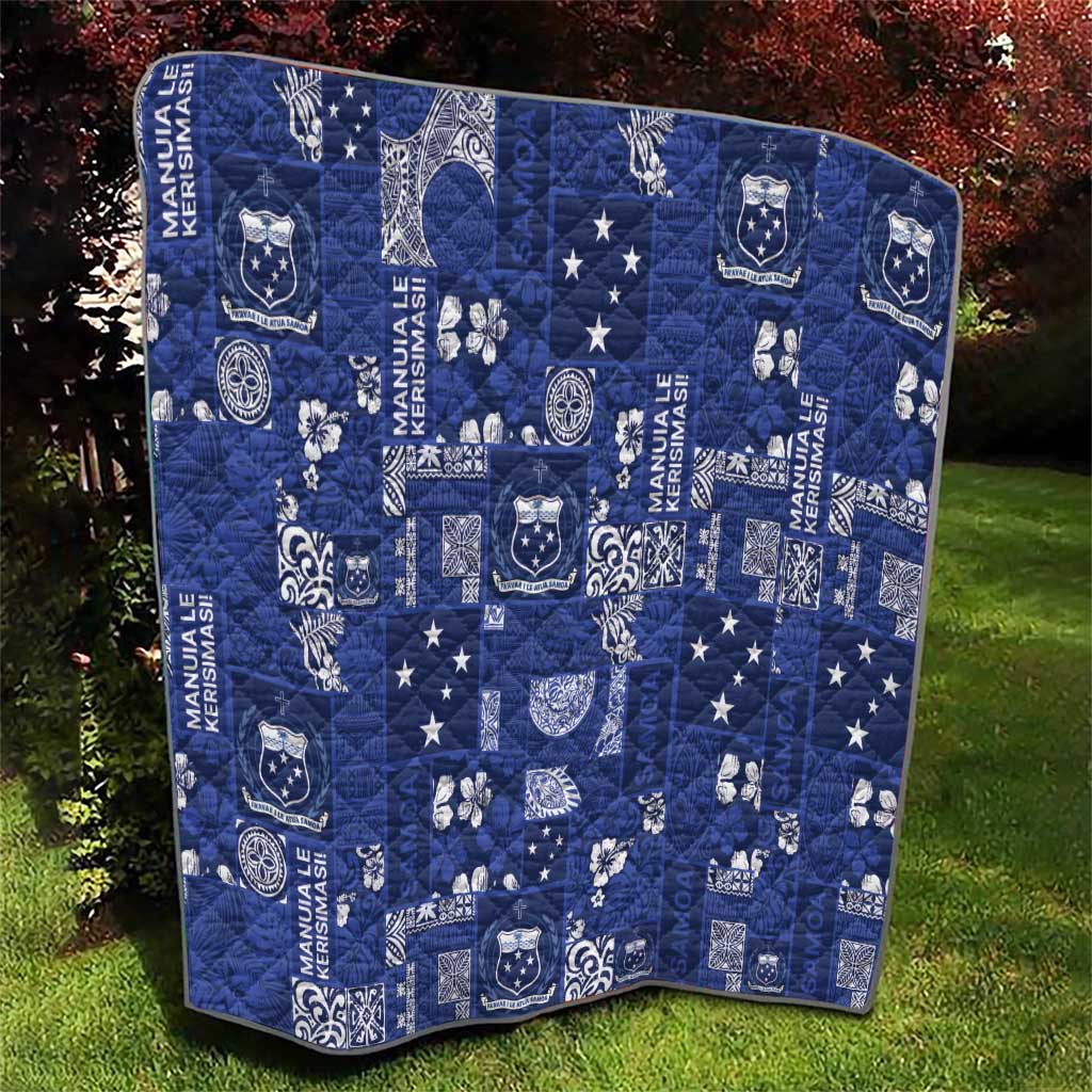 Blue Samoa Manuia Le Kerisimasi Quilt Pacific Patchwork Xmas Vibes - Polynesian Pride