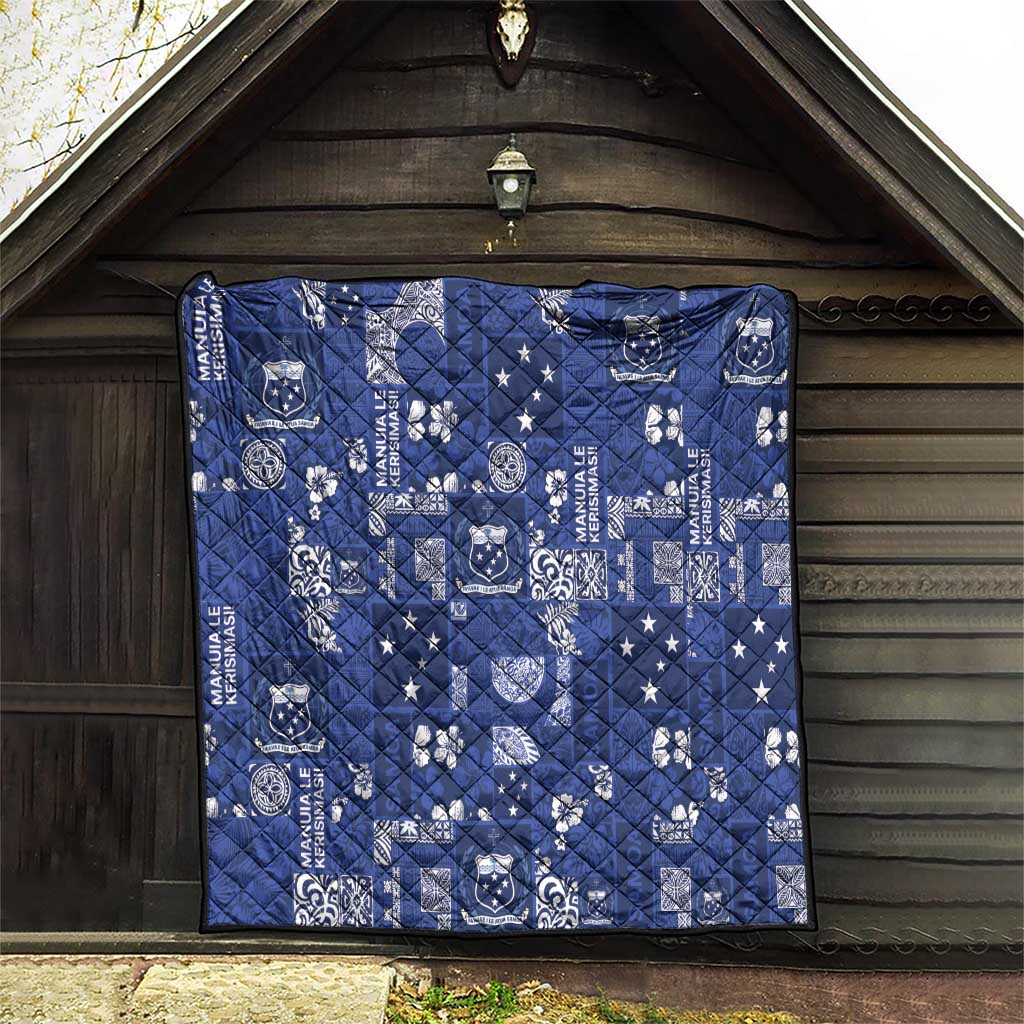 Blue Samoa Manuia Le Kerisimasi Quilt Pacific Patchwork Xmas Vibes - Polynesian Pride