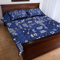 Blue Samoa Manuia Le Kerisimasi Quilt Bed Set Pacific Patchwork Xmas Vibes - Polynesian Pride