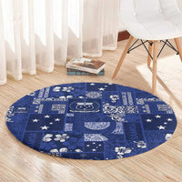 Blue Samoa Manuia Le Kerisimasi Round Carpet Pacific Patchwork Xmas Vibes - Polynesian Pride