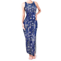 Blue Samoa Manuia Le Kerisimasi Tank Maxi Dress Pacific Patchwork Xmas Vibes - Polynesian Pride