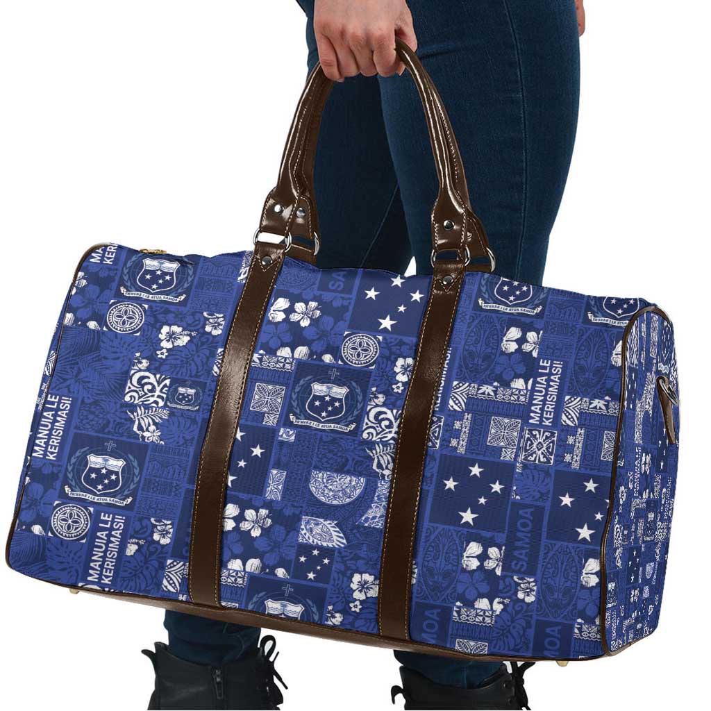 Blue Samoa Manuia Le Kerisimasi Travel Bag Pacific Patchwork Xmas Vibes - Polynesian Pride