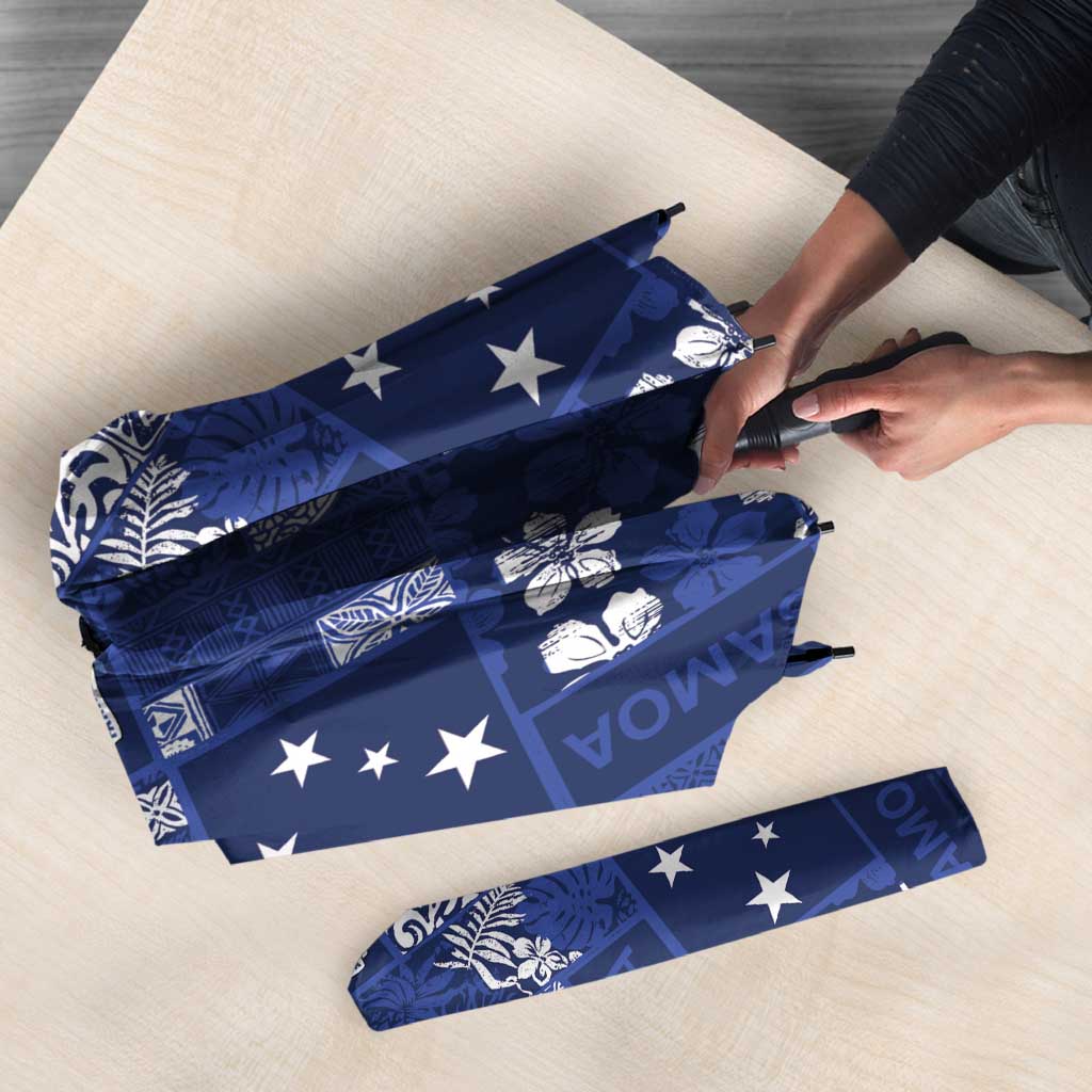 Blue Samoa Manuia Le Kerisimasi Umbrella Pacific Patchwork Xmas Vibes - Polynesian Pride