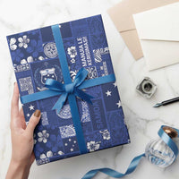 Blue Samoa Manuia Le Kerisimasi Wrapping Paper Pacific Patchwork Xmas Vibes - Polynesian Pride