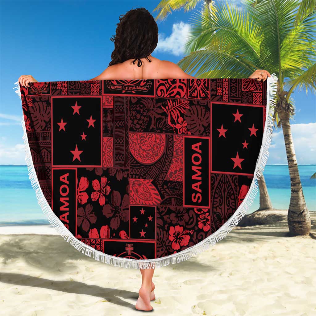 Dark Samoa Manuia Le Kerisimasi Beach Blanket Pacific Patchwork Xmas Vibes - Polynesian Pride