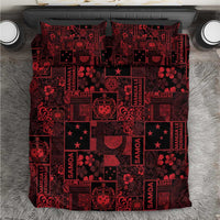 Dark Samoa Manuia Le Kerisimasi Bedding Set Pacific Patchwork Xmas Vibes - Polynesian Pride