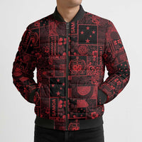 Dark Samoa Manuia Le Kerisimasi Bomber Puffer Jacket Pacific Patchwork Xmas Vibes - Polynesian Pride