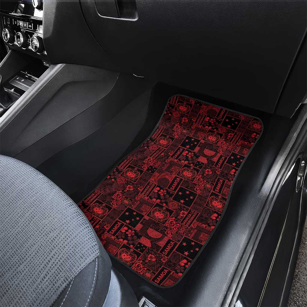 Dark Samoa Manuia Le Kerisimasi Car Mats Pacific Patchwork Xmas Vibes - Polynesian Pride