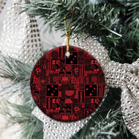 Dark Samoa Manuia Le Kerisimasi Ceramic Ornament Pacific Patchwork Xmas Vibes - Polynesian Pride