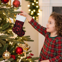 Dark Samoa Manuia Le Kerisimasi Christmas Stocking Pacific Patchwork Xmas Vibes - Polynesian Pride