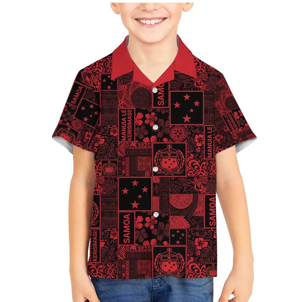 Dark Samoa Manuia Le Kerisimasi Family Matching Mermaid Dress and Hawaiian Shirt Pacific Patchwork Xmas Vibes - Polynesian Pride