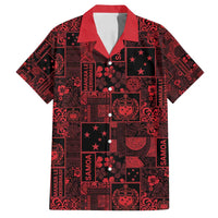 Dark Samoa Manuia Le Kerisimasi Family Matching Off Shoulder Short Dress and Hawaiian Shirt Pacific Patchwork Xmas Vibes - Polynesian Pride