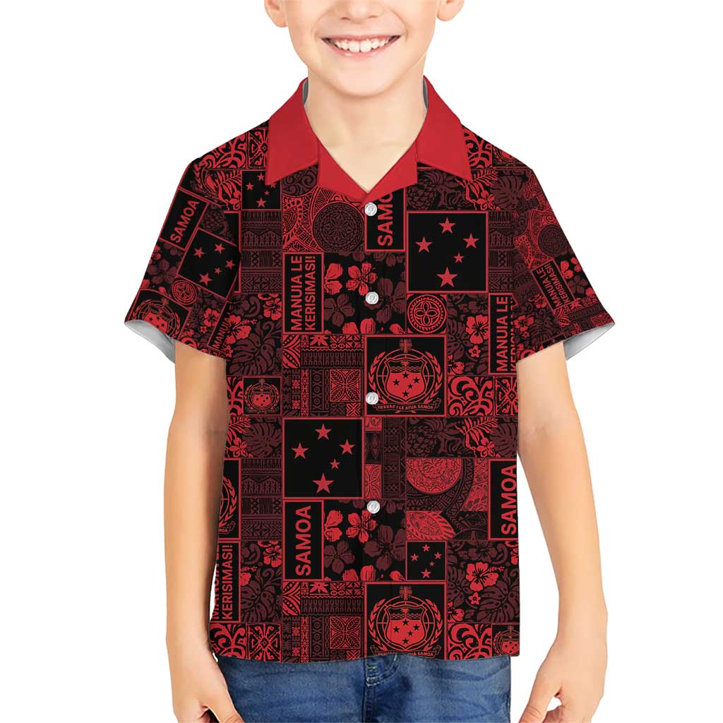 Dark Samoa Manuia Le Kerisimasi Hawaiian Shirt Pacific Patchwork Xmas Vibes - Polynesian Pride