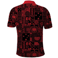 Dark Samoa Manuia Le Kerisimasi Polo Shirt Pacific Patchwork Xmas Vibes - Polynesian Pride
