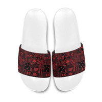 Dark Samoa Manuia Le Kerisimasi Slide Sandals Pacific Patchwork Xmas Vibes - Polynesian Pride