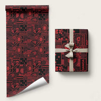 Dark Samoa Manuia Le Kerisimasi Wrapping Paper Pacific Patchwork Xmas Vibes - Polynesian Pride