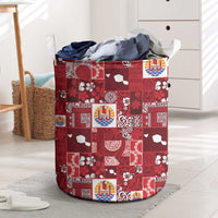 Tahiti Oaoa I Teie Noera Laundry Basket Pacific Patchwork Xmas Vibes - Polynesian Pride