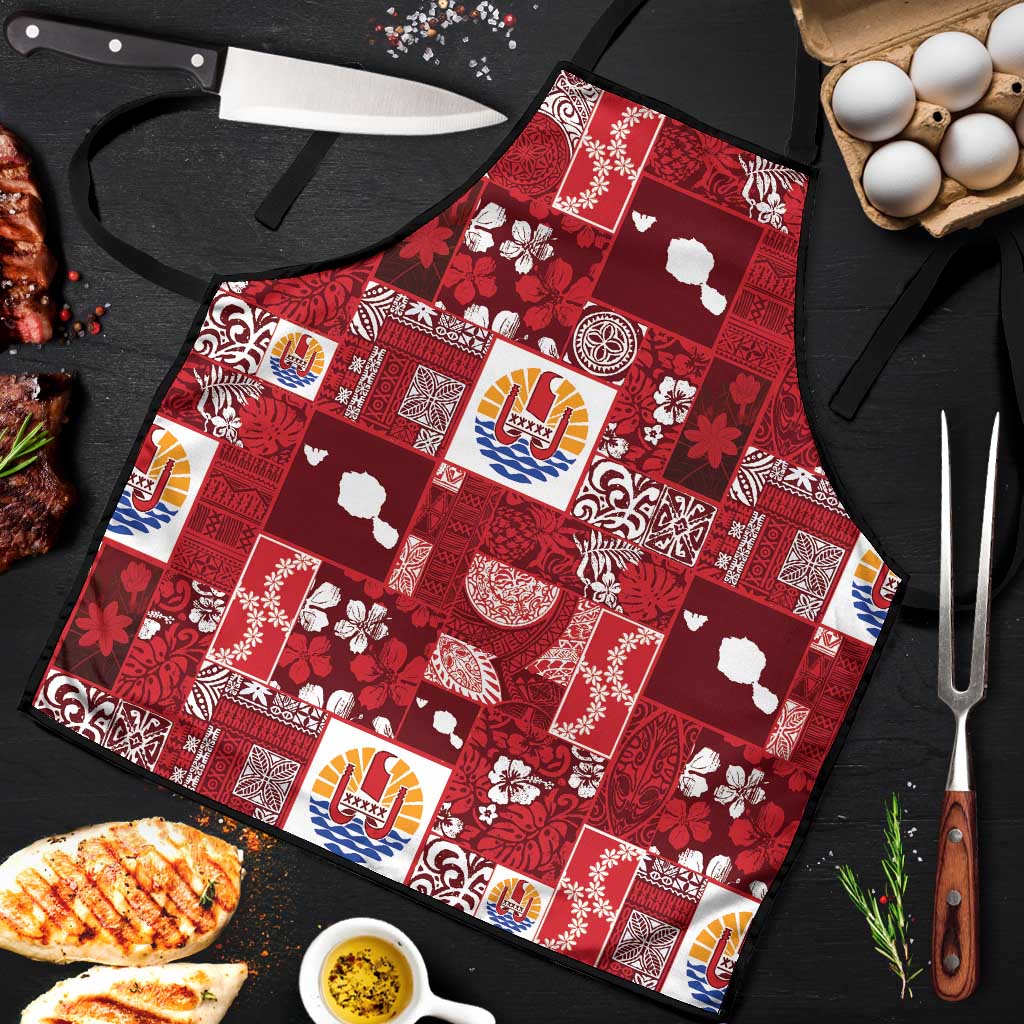 Tahiti Oaoa I Teie Noera Apron Pacific Patchwork Xmas Vibes - Polynesian Pride