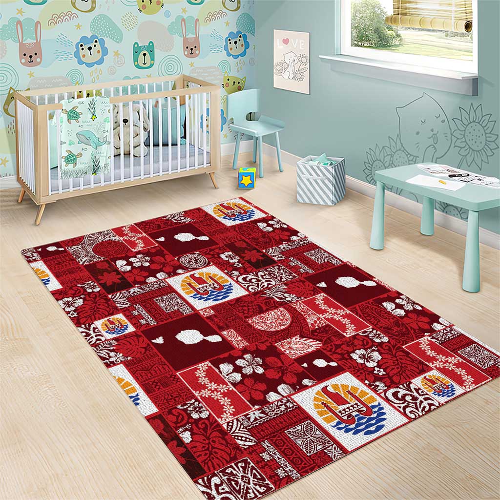 Tahiti Oaoa I Teie Noera Area Rug Pacific Patchwork Xmas Vibes - Polynesian Pride