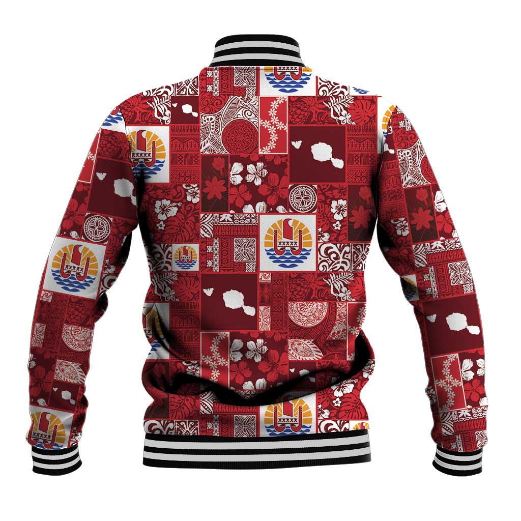 Tahiti Oaoa I Teie Noera Baseball Jacket Pacific Patchwork Xmas Vibes - Polynesian Pride