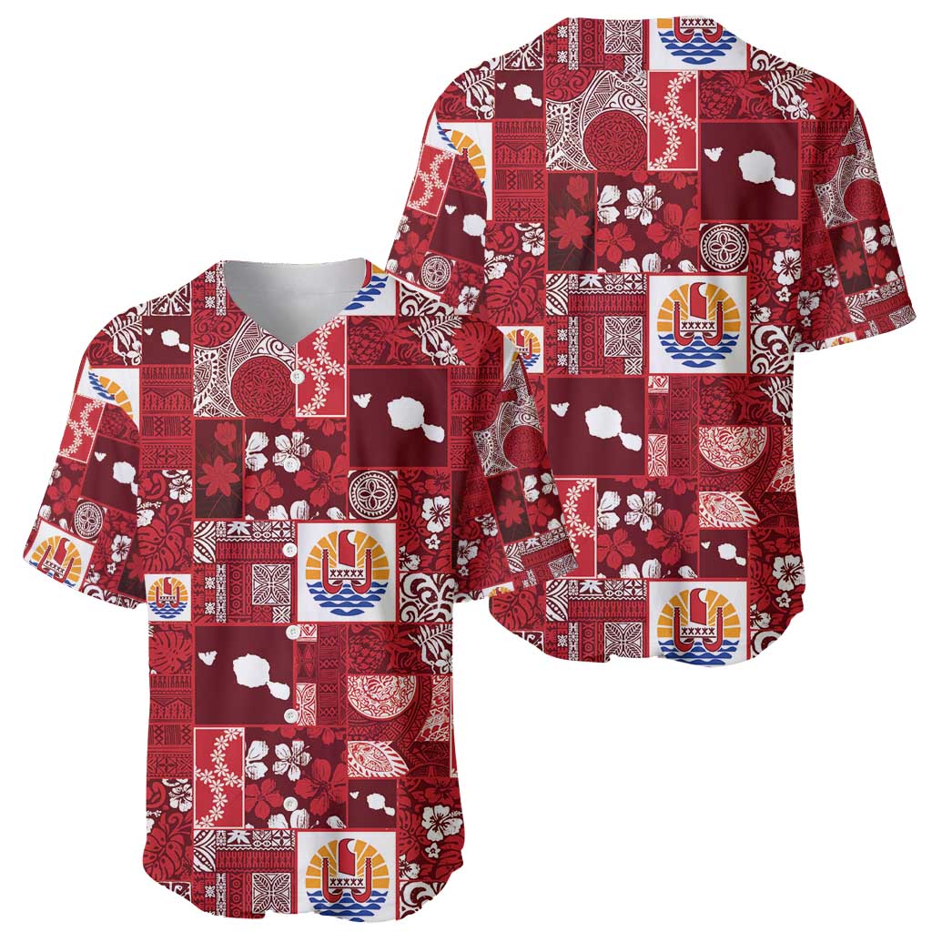 Tahiti Oaoa I Teie Noera Baseball Jersey Pacific Patchwork Xmas Vibes - Polynesian Pride