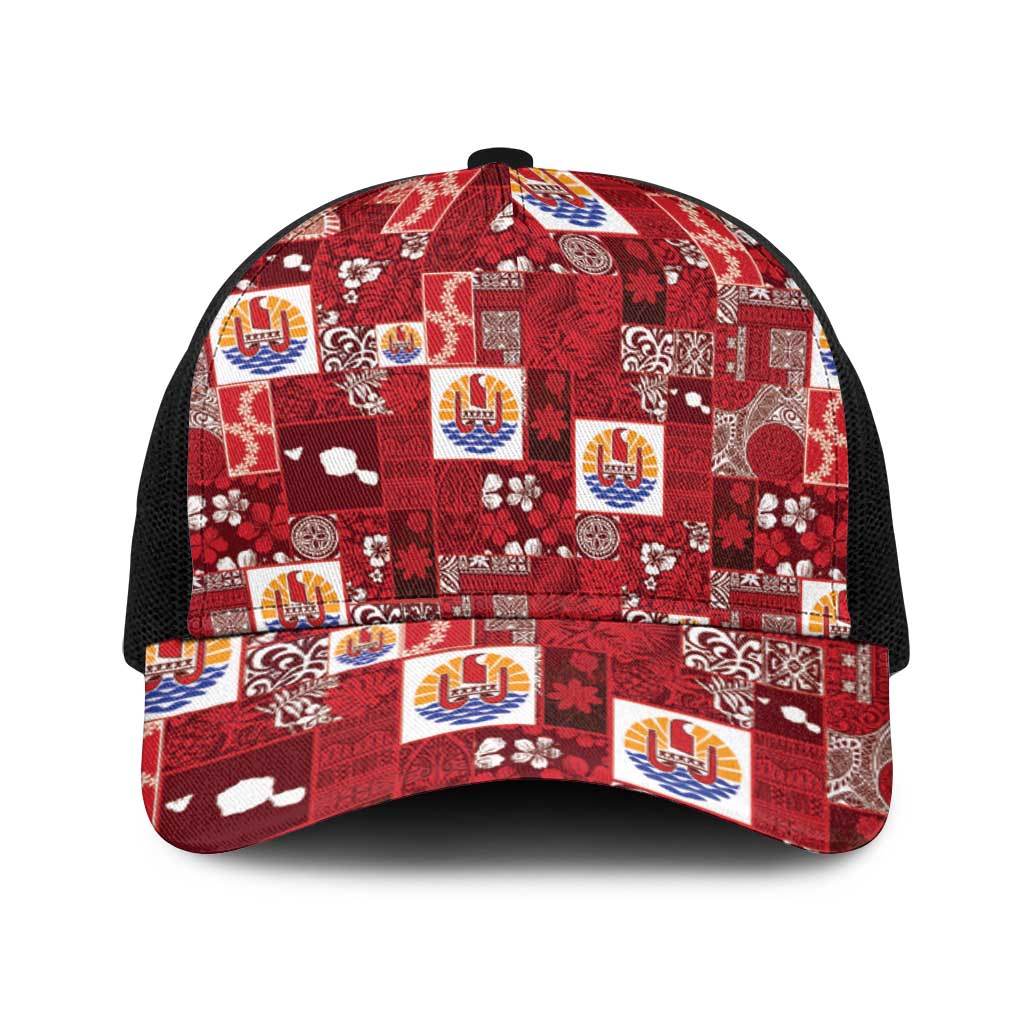 Tahiti Oaoa I Teie Noera Baseball Net Cap Pacific Patchwork Xmas Vibes - Polynesian Pride