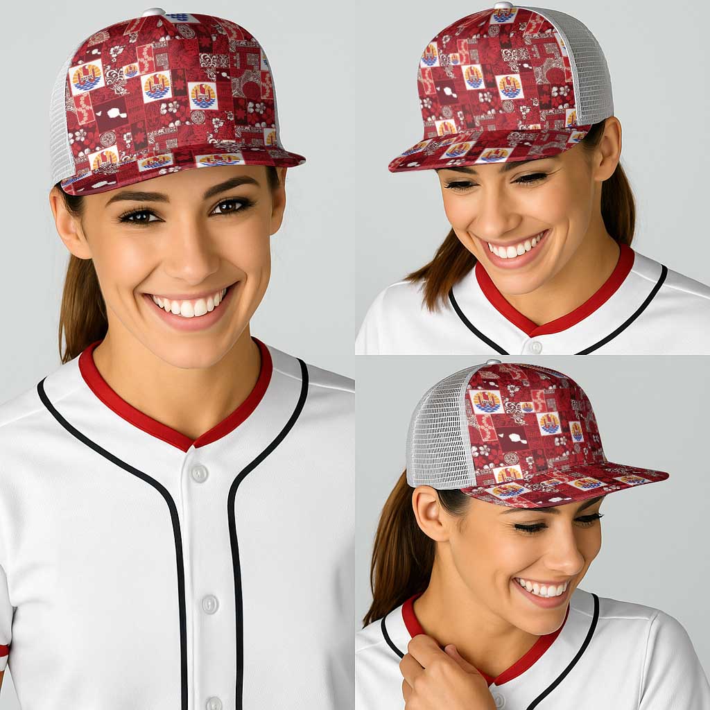 Tahiti Oaoa I Teie Noera Baseball Net Cap Pacific Patchwork Xmas Vibes - Polynesian Pride