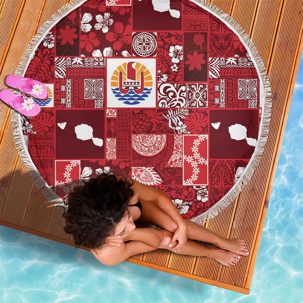 Tahiti Oaoa I Teie Noera Beach Blanket Pacific Patchwork Xmas Vibes - Polynesian Pride
