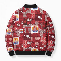 Tahiti Oaoa I Teie Noera Bomber Puffer Jacket Pacific Patchwork Xmas Vibes - Polynesian Pride