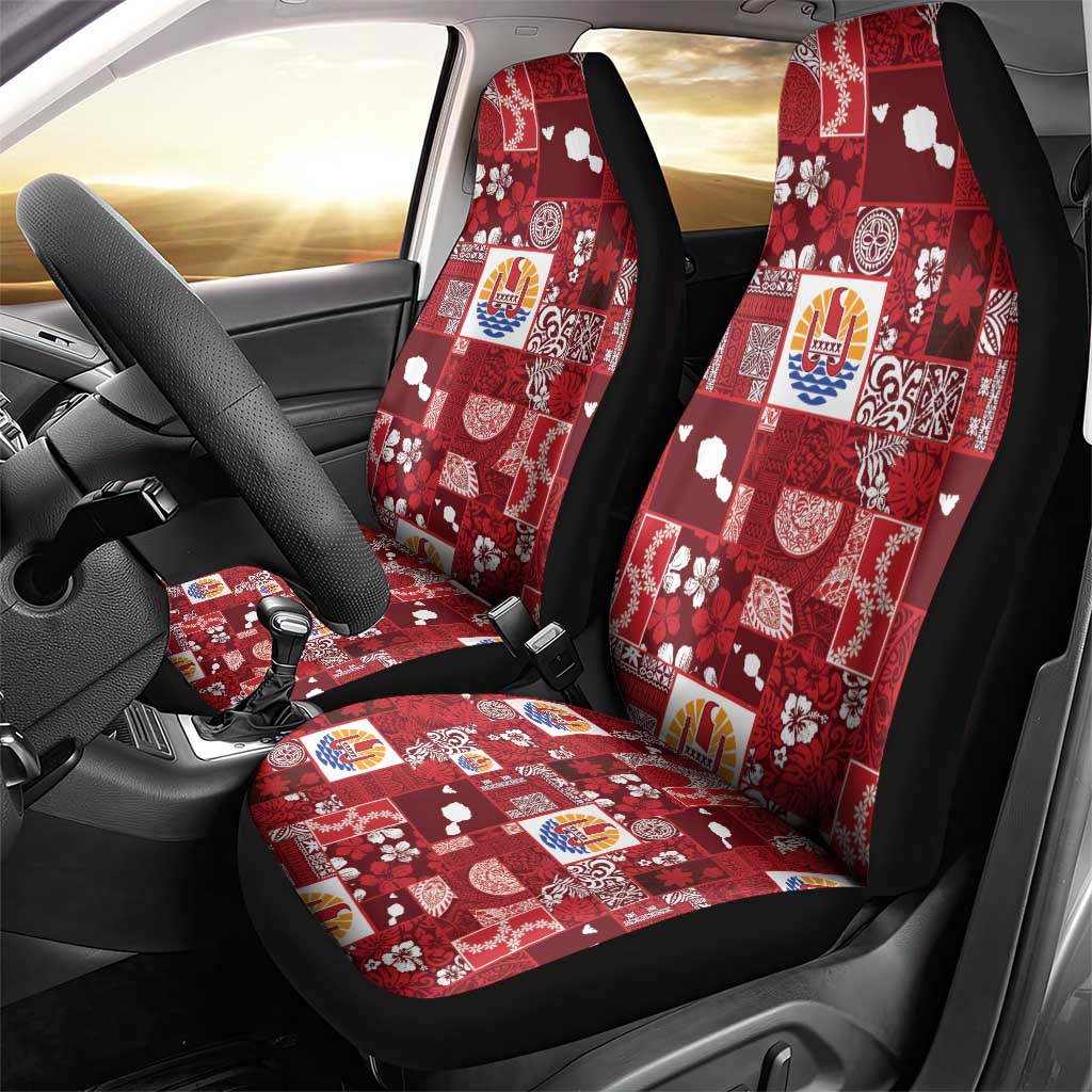 Tahiti Oaoa I Teie Noera Car Seat Cover Pacific Patchwork Xmas Vibes - Polynesian Pride