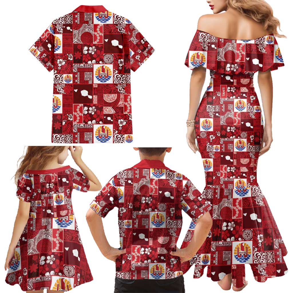 Tahiti Oaoa I Teie Noera Family Matching Mermaid Dress and Hawaiian Shirt Pacific Patchwork Xmas Vibes - Polynesian Pride