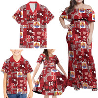 Tahiti Oaoa I Teie Noera Family Matching Off Shoulder Maxi Dress and Hawaiian Shirt Pacific Patchwork Xmas Vibes - Polynesian Pride