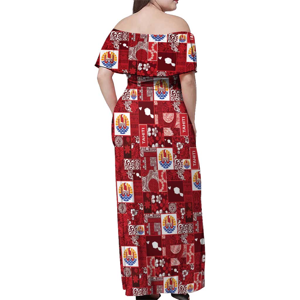 Tahiti Oaoa I Teie Noera Family Matching Off Shoulder Maxi Dress and Hawaiian Shirt Pacific Patchwork Xmas Vibes - Polynesian Pride