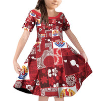 Tahiti Oaoa I Teie Noera Family Matching Off Shoulder Short Dress and Hawaiian Shirt Pacific Patchwork Xmas Vibes - Polynesian Pride