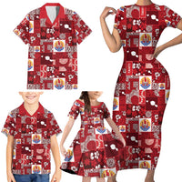 Tahiti Oaoa I Teie Noera Family Matching Short Sleeve Bodycon Dress and Hawaiian Shirt Pacific Patchwork Xmas Vibes - Polynesian Pride