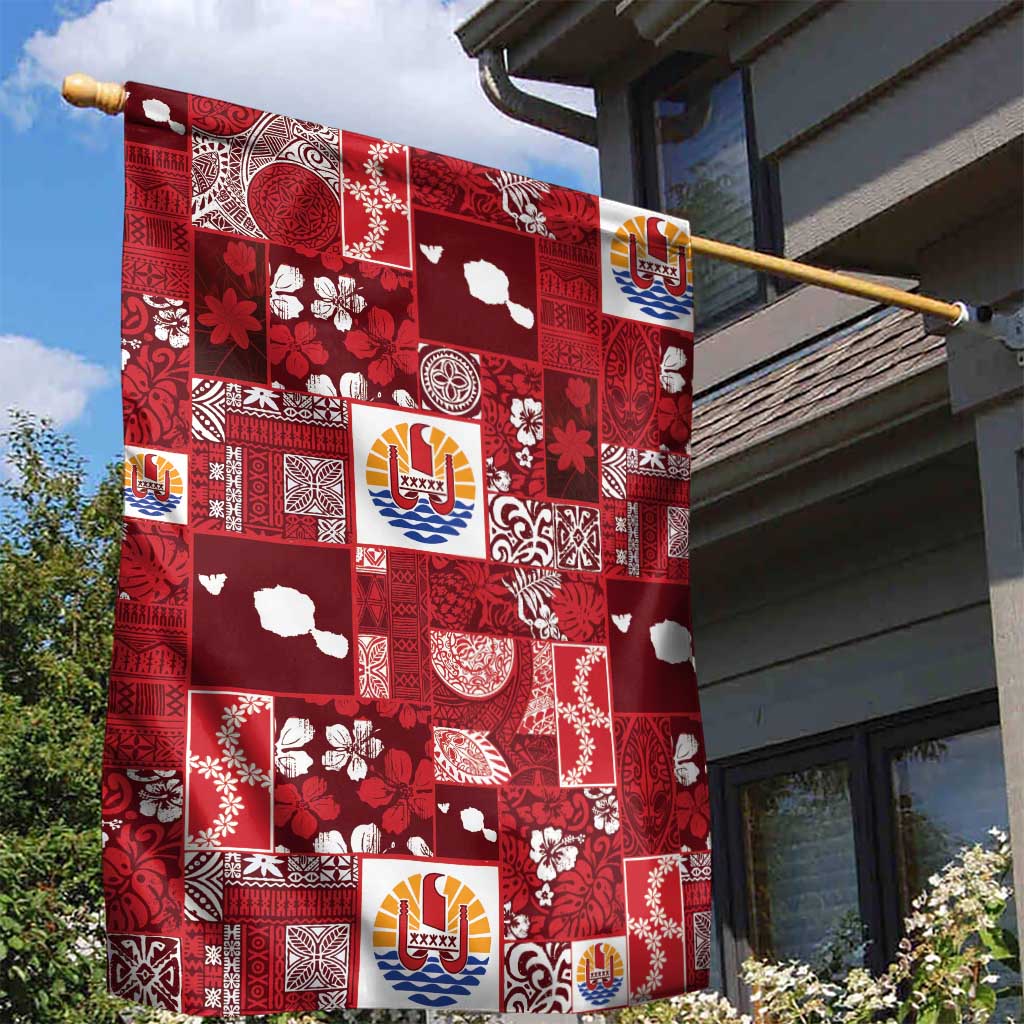 Tahiti Oaoa I Teie Noera Garden Flag Pacific Patchwork Xmas Vibes - Polynesian Pride