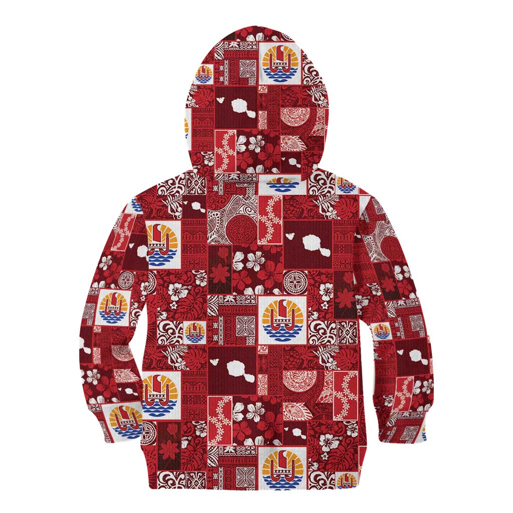 Tahiti Oaoa I Teie Noera Kid Hoodie Pacific Patchwork Xmas Vibes - Polynesian Pride